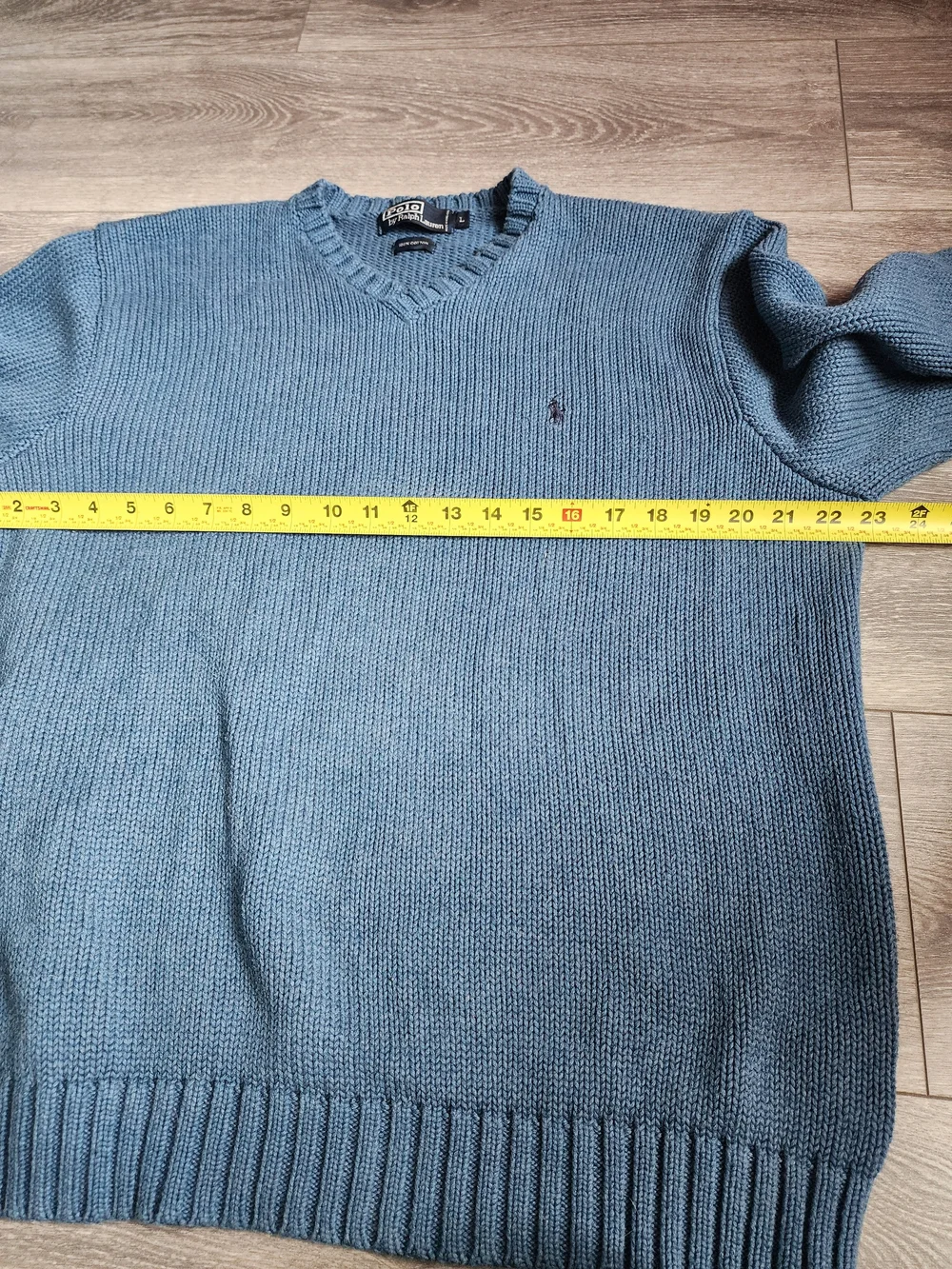 Polo by Ralph Lauren Light Blue V-Neck Cotton Sweater Mens Large